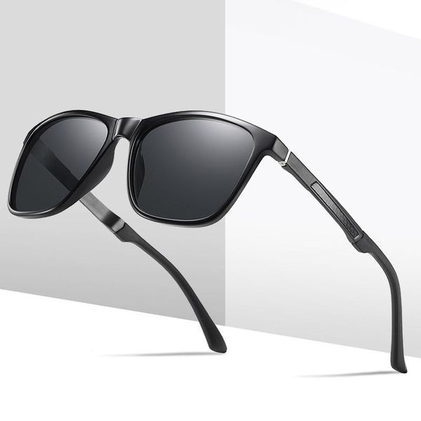 

sunglasses fashion classic men's aluminum magnesium square polarized men outdoor travel driving fishing uv goggle, White;black