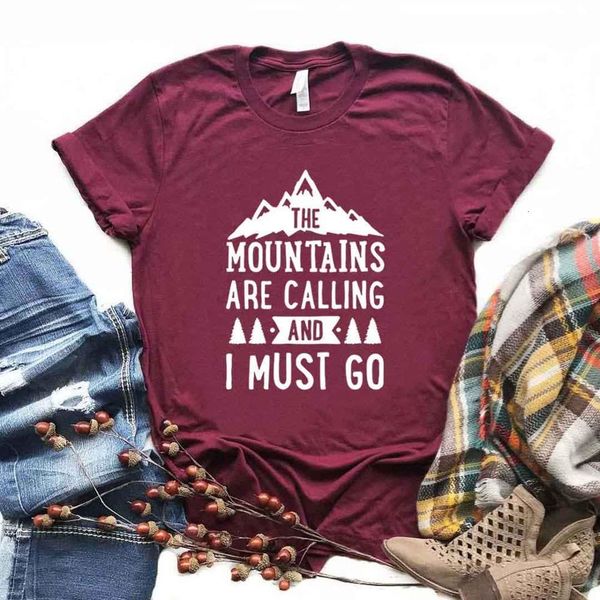 

the mountains are calling and i must go women tshirt cotton casual funny t shirt gift for lady yong girl street tee a-1045, White