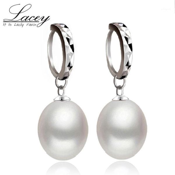 

hoop & huggie real freshwater pearl earrings for women,925 sterling silver jewelry big valentine's day gift1, Golden;silver