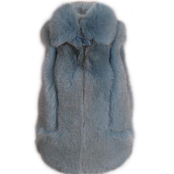 

women's fur & faux gilet natural ladies real women vest, Black