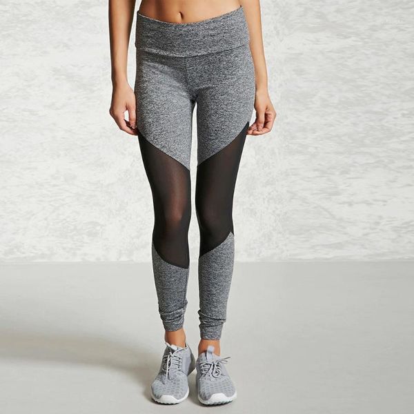 

yoga outfits women fitness leggings running sportswear gym stretch sports high waist pants striped mesh patchwork pants#201, White;red