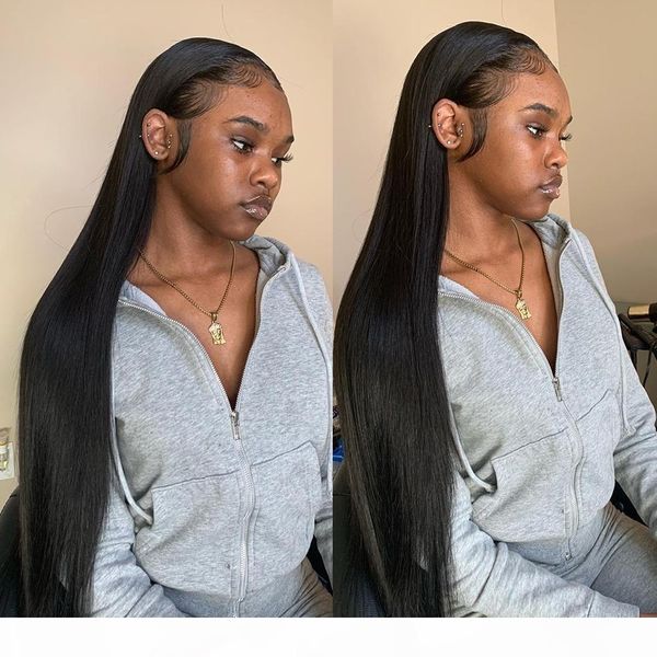 

straight human hair wig 4x4 closure unprocessed virgin brazilian straight 4x4 lace front wigs pre plucked for black women, Black;brown