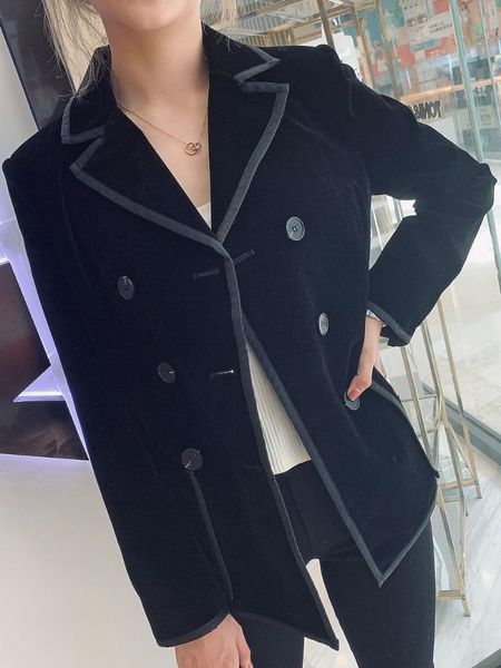 

women's suits & blazers 2021 autumn vintage women velvet black blazer for ladies casual fashion jacket coat hgz, White;black