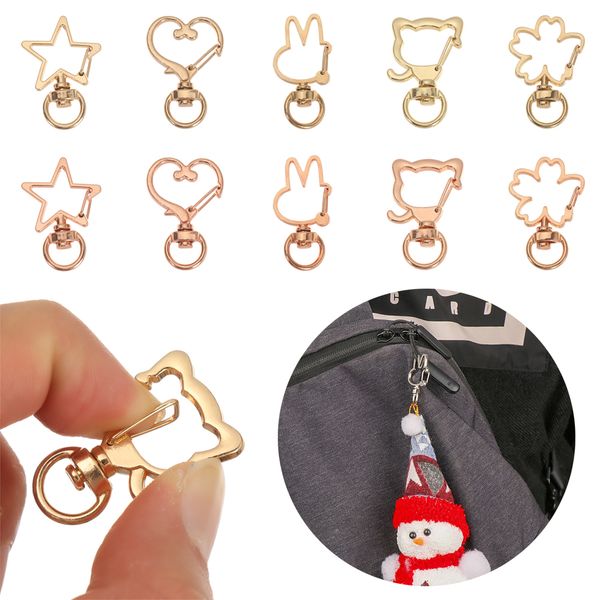 

5pcs metal snap hook trigger clips keychain lobster clasp hooks diy necklace making key pendant bags strap buckles, Slivery;black