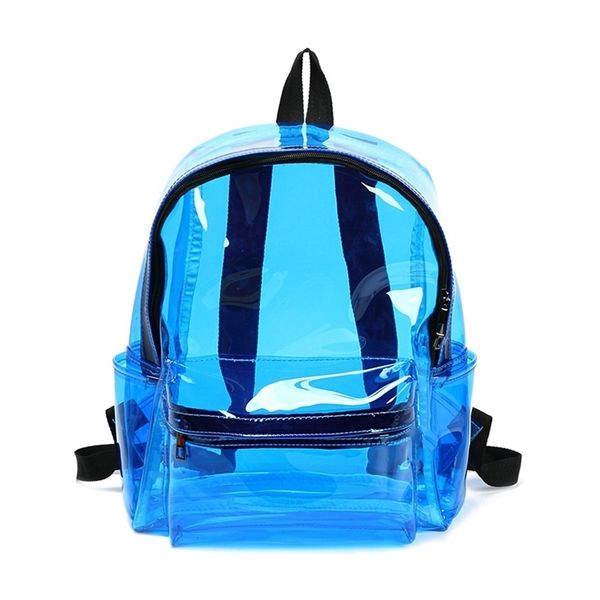 

transparent pvc women's backpack candy color zipper waterproof plastic