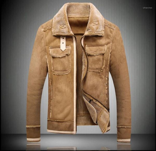 

m-5xl new winter deer velvet large size leather jacket lamb hair handsome plus velvet thick suede fur one piece jacket coat1, Black