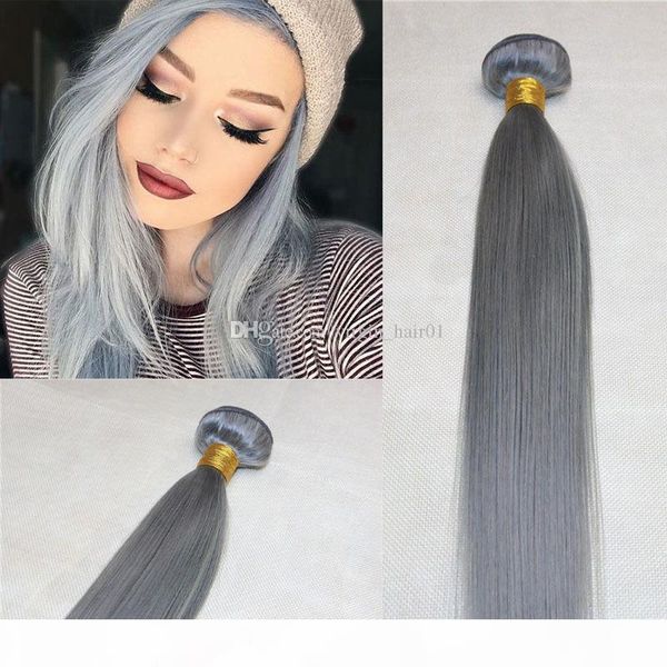 

peruvian human hair bundles sliver grey virgin hair grade 8a silk straight gray human wefts smooth straight hair no tangle no shed, Black;brown