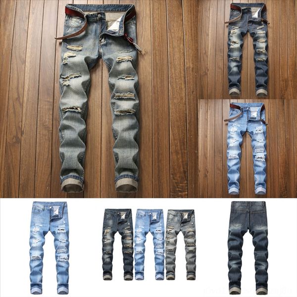 

dowpx adisputent obese man jeans fat full men jeans jumpsuits loose hole summer men's blue solid pocket button casual straight fashion, Black