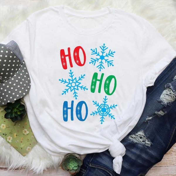 

women printing snowflake tree happy girl holiday merry christmas print lady female graphic tees clothes t shirt t shirt, White