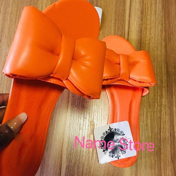 

slippers 2021 summer women's flat sandals solid color bow open toe outdoor shoes plus size 42, Black