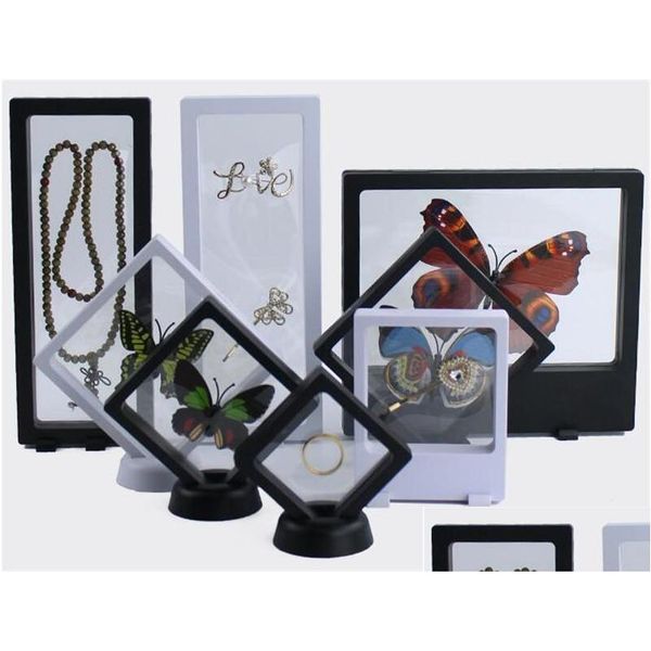 

suspended floating display case jewelry ring pendant display stand holder bague packaging box protect floating presentation case coqsl, Black