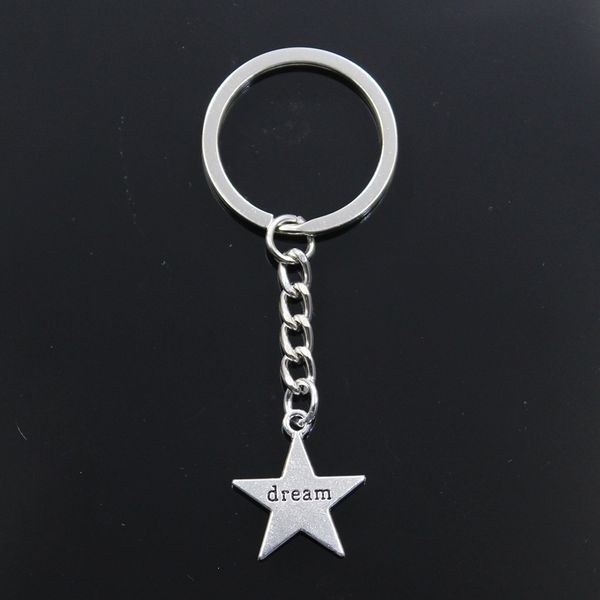 

fashion keychain 23x20mm star plates dream silver color pendants diy men jewelry car key chain ring holder souvenir for gift