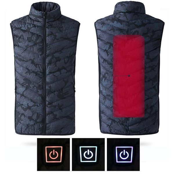 

winter outwear down jacket usb infrared smart heating vest electric thermal warm inside coat hiking vest heating cotton clothes1, Black;white