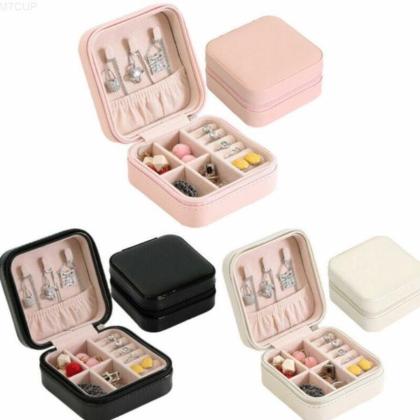 

jewelry organizer display travel makeup case boxes portable jewelry box zipper leather storage joyeros organizador de joyas dhe1215