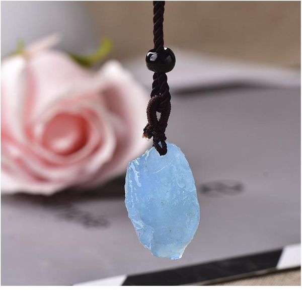 

100% natural aquamarine original stone pendant natural quartz stone raw crystal quartz fashion for men women jewelry jllyvd, Black