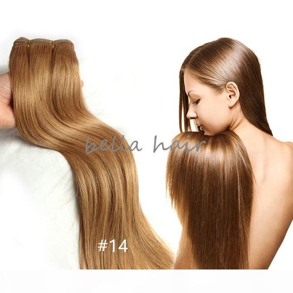

light brown brazilian hair malaysian indian peruvianhuman hair weft extensions 100g pc bella hair, Black