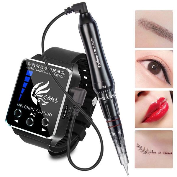 

2021 new professional watch wireless eyebrow tattoo pmu permanent makeup pigment machine pen kits complete for eyebrow eyeliner lips,