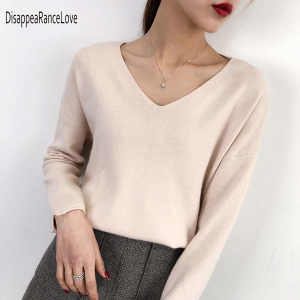 

women pullover cashmere sweater 2019 knitting autumn winter multi colors v-neck elegant bottoming ladies 1, White;black