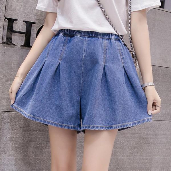 

female student culottes high waist jeans shorts 5xl plus size women summer blue denim yoga shorts spodenki damskie k1038, White;black