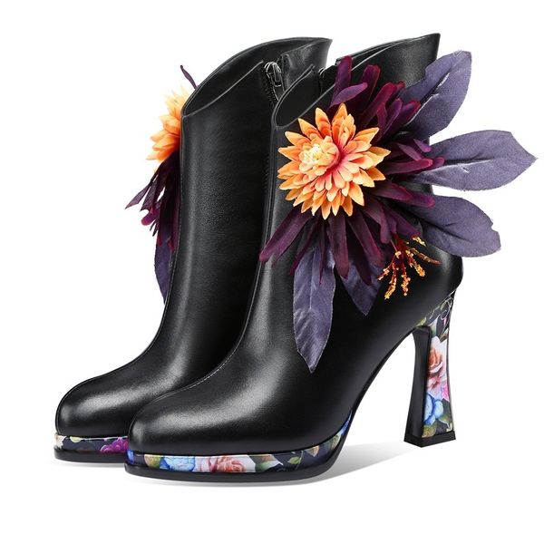 

2021 new design female genuine leather black winter party woman zip shoes to boots cy9d