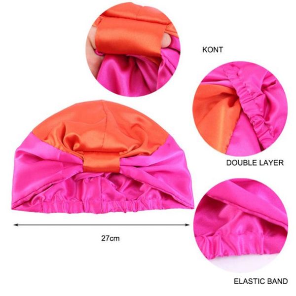 

shower caps 6 colors silk salon bonnet women sleep cap bath towel hair dry quick elastic care head wrap hat