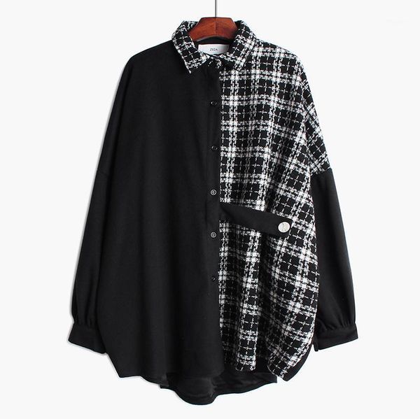 

new arrival women vintage plaid oversized blouse batwing sleeve turn down collar purple shirt button up casual 1, White