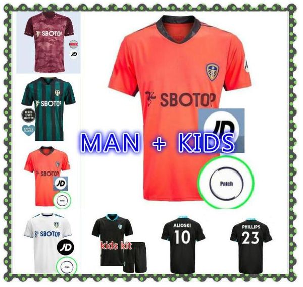 

men + kids 20 21 soccer jerseys united 2020 2021 raphinha roberts rodrigo costa alioski phillips bamford goalkeeper training shirt, Black;yellow