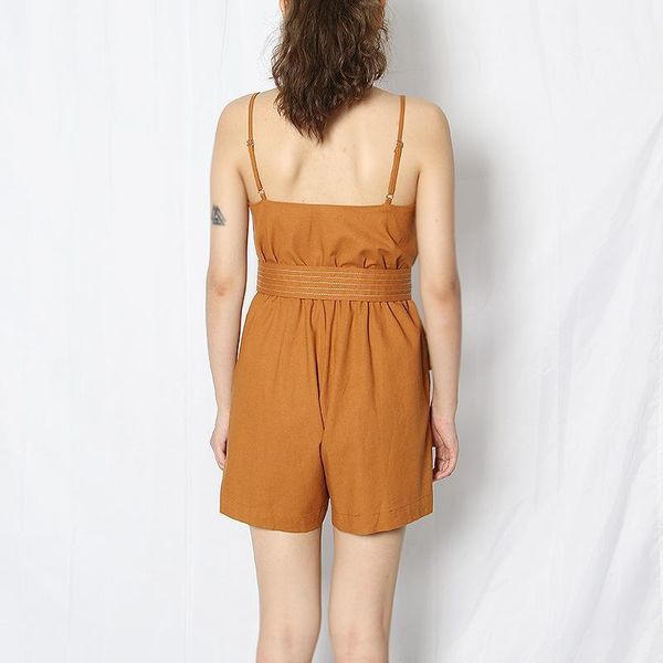 

love aing 2020 summer new style jumpsuit with bowknot waist front big pocket design suspenders casual one-piece wide-leg shorts1, Black;white