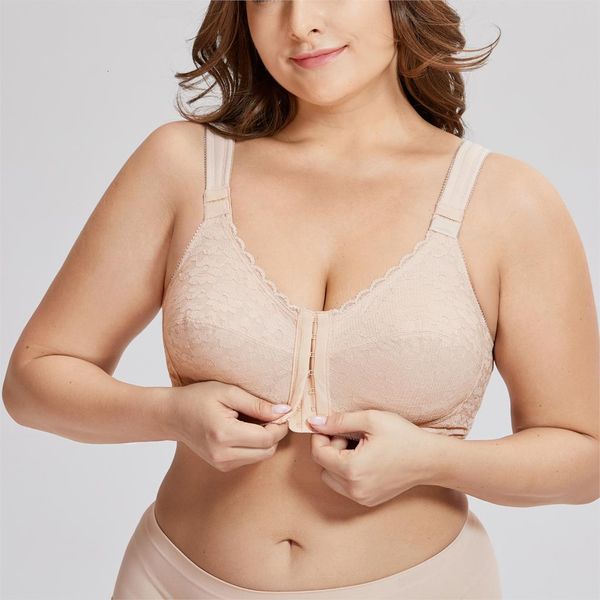 

women's full coverage non-padded posture corrector front closure wireless back support plus size bra y19070201, Red;black