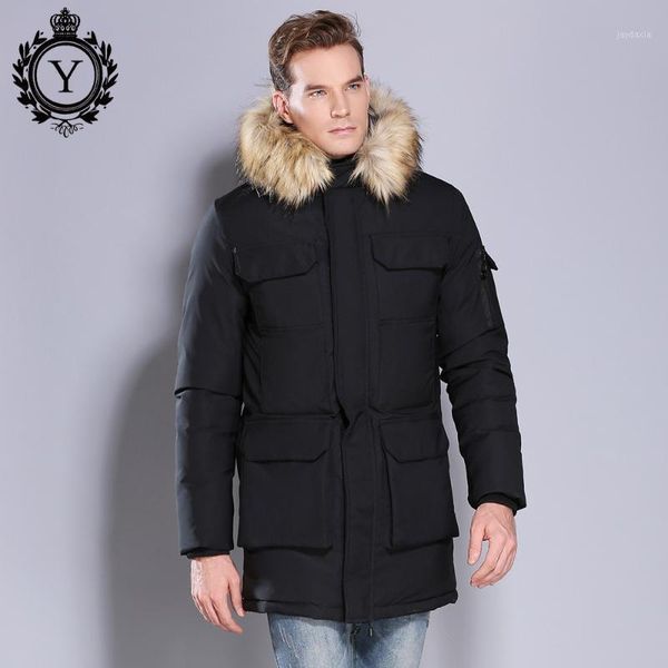 

men's winter fur hooded jackets coats large size 2020 winter long parkas jackets men thick warm oversized outwear windbreakers1, Black
