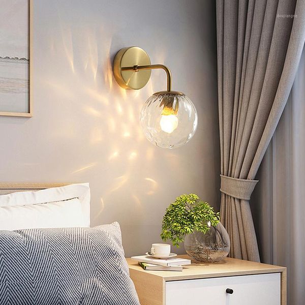 

nordic modern wall lamp beside bedroom glass ball led wall lights fixtures wandlamp lighting bathroom mirror stair light1