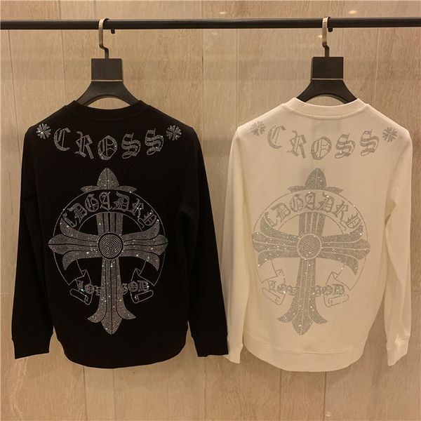 

ed hardy ed hardy autumn / winter 2020 heavy iron croxin horseshoe cross round neck men's and women's sweater, Black