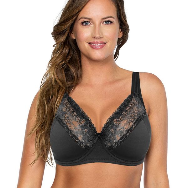 Laço de Beleza Feminina Acolchoado Full Full Figura Underwire Bras para Mulheres Plus Size Bra Top 40 42 44 46 48 50 52 DDD E F FF G Copa 201202