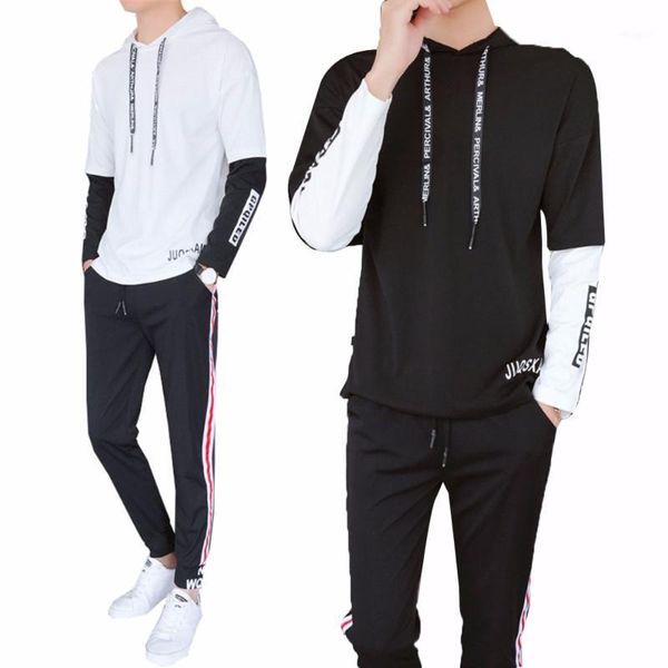 

men's tracksuits daddy chen 2021 men's set spring autumn streetwear 2 piece sporting suit hoodies+pant sweatsuit men clothing trac, Gray