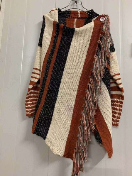 

2020 women's tassel sweater knitted shoulder coat, White;black