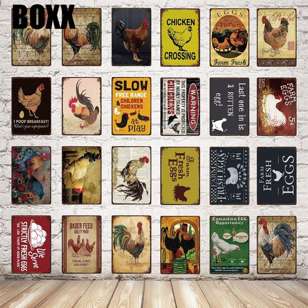 

chicken crossing farm fresh eggs metal sign tin poster home decor bar wall art painting 20*30 cm size