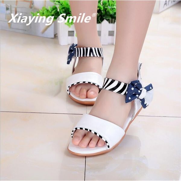 

new style girls sandals children shoes little princess summer new bowtie casual fashion hook and loop rubber sole shoes bowknot y200103, Black;red