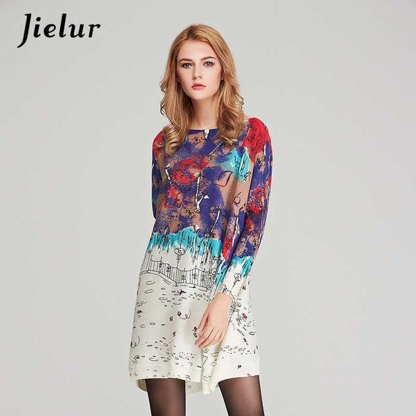 

autumn new fashion hit color printed large size sweater for women loose knitted sweaters female batwing sleeve pullovers kg-10, White;black