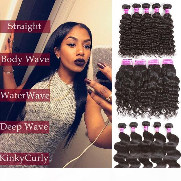 

перуанская малазийская бразильский индийских человеческих волосы weave связка 10pcs в серии 8-40 дюймов прямо ткут волосы отложенных дешевог, Black