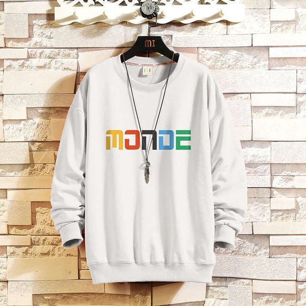 

fall 2020 large new men's pullover casual print fashion round neck sports long sleeve sweater, Gray