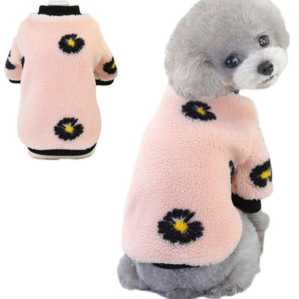 

fleece soft dog hoodie coat winter daisy pattern turtleneck windproof warm cat pet clothes sweatshirt sweater for small dogs pug1