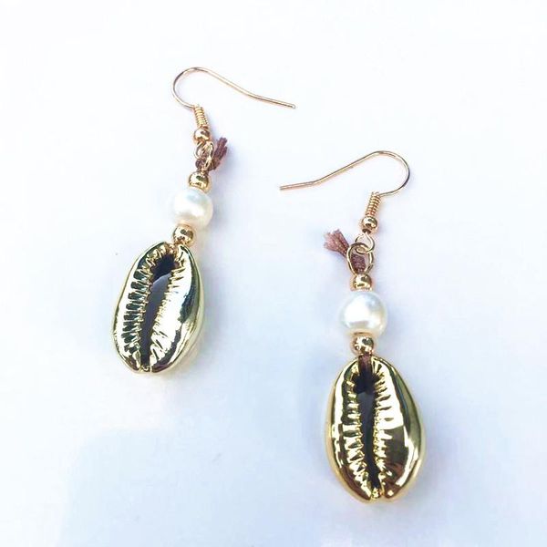 

dangle & chandelier cowry shell earing fashion jewelry korean boho gold color bijoux statement earring drop gift for women handmade vintage, Silver