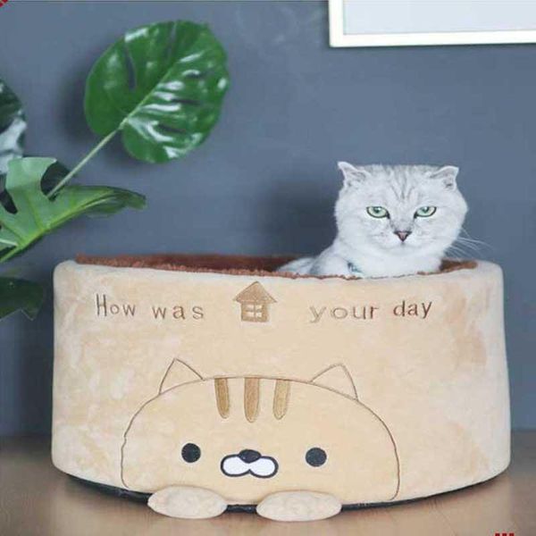 

cat beds & furniture bed self warming for indoor cats dog house with removable mattress puppy cage lounger pet coral fleece mat1