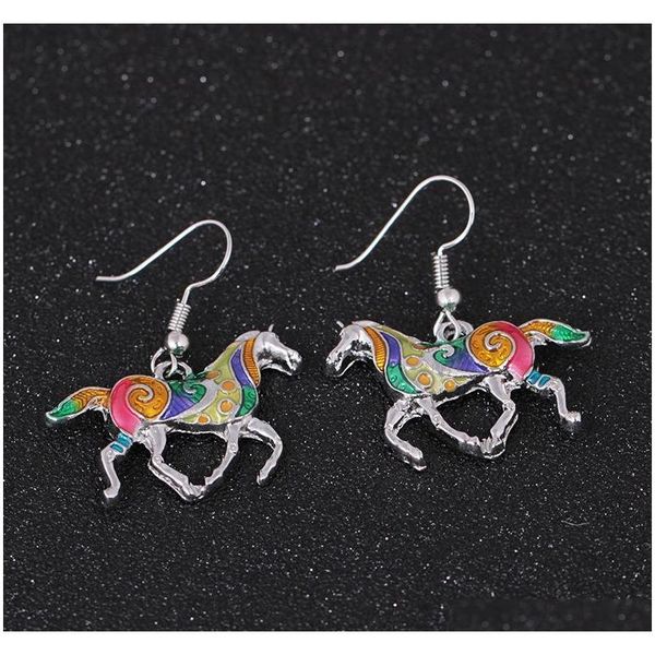 

new europe vintage party casual jewelry set women's colored glaze horse necklace sqcxhn beauty888, Silver