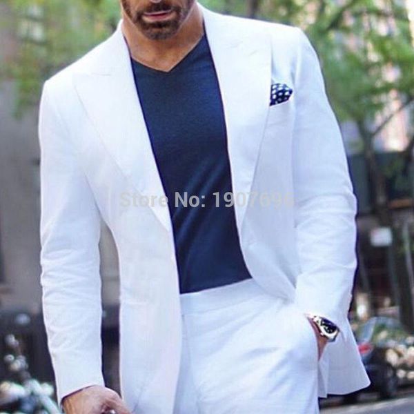 

white casual sport man suits for prom party wedding tuxedos peaked lapel 2 piece male set jacket pants new fashion, White;black