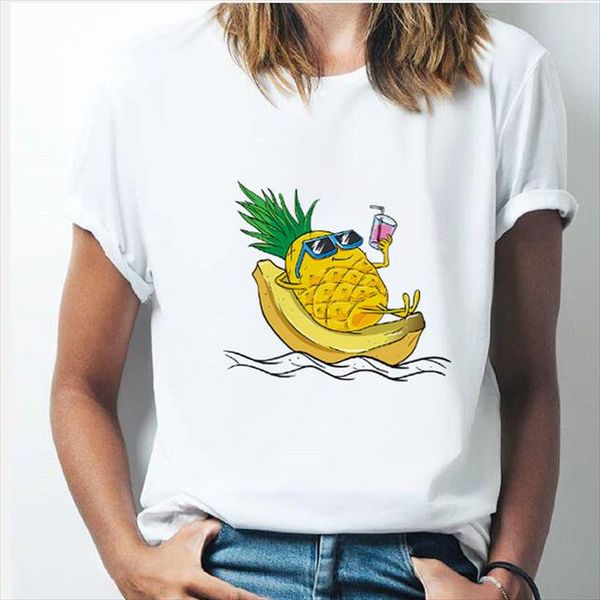 

new summer pineapple fruits clothing t shirt fashion female tee graphic t shirt women harajuku kawaii camisas mujer clothes, White