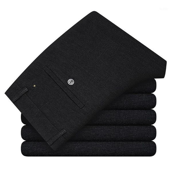 

2 colors men spring straight-fit casual pants 2021 autumn business fashion stretch pants male clothes trousers,9191, Black