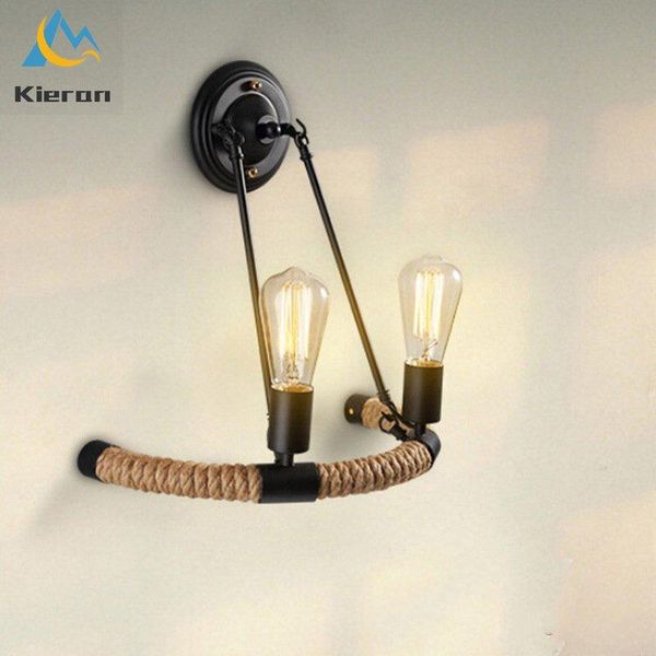 

american country retro industrial style wall lamps creative restaurant bar bathroom aisle balcony rope wall lights fixtures
