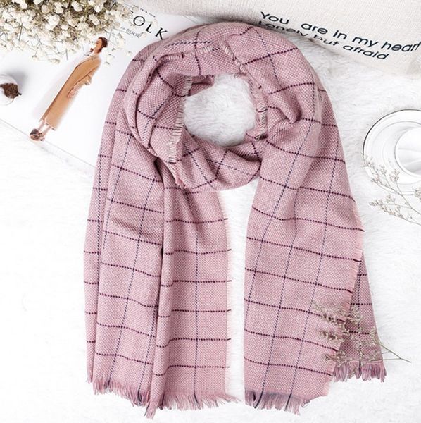 

korean autumn and winter new small imitation cashmere plaid scarf shawl, Blue;gray