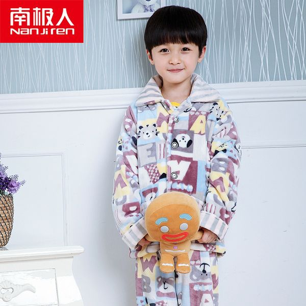 

nanjiren kids pajamas boys flannel sleepwear fleece nightwear baby coral velvet warm thick nightclothes children's pajamas 201104, Blue;red